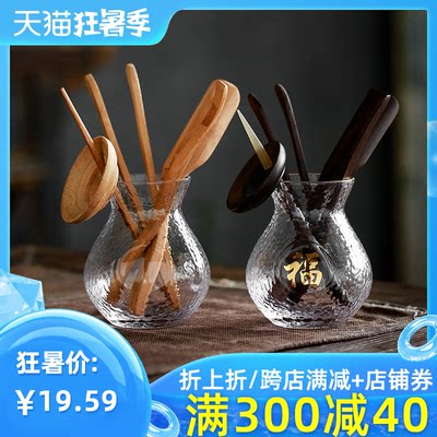 玻璃茶道六君子日式家用茶配件套装竹实木茶夹茶艺用具零功夫茶具