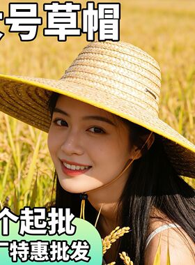 批发大号草帽工地农用帽子超大