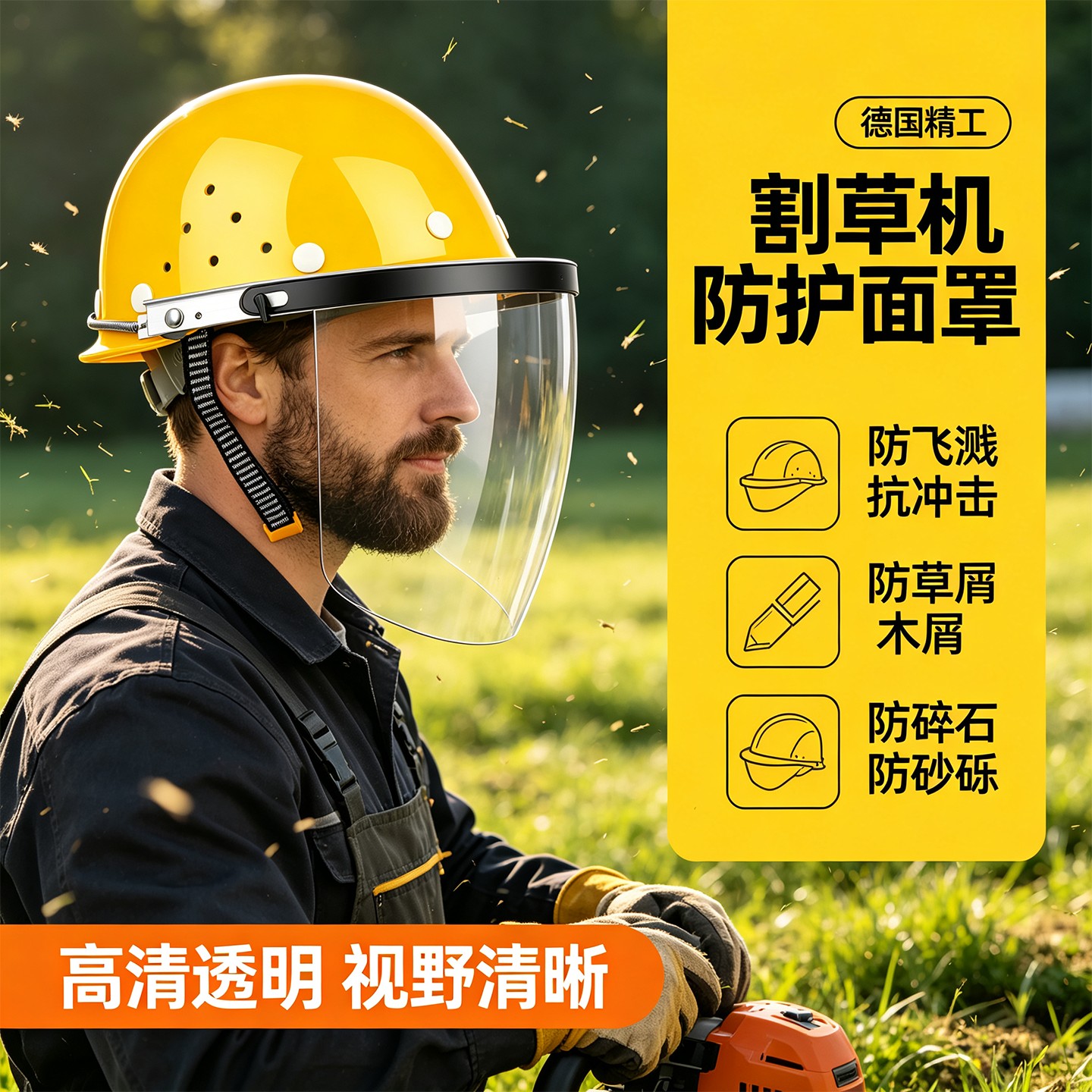 割草机防护面罩全脸帽喷药高清