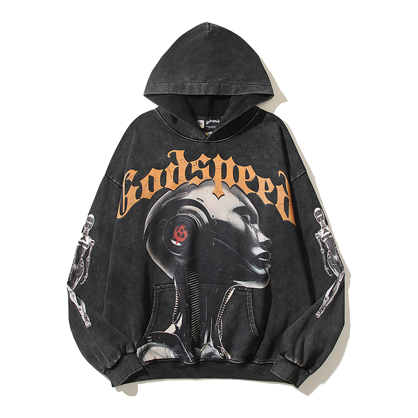 Godspeed复古科技机器人印花卫衣