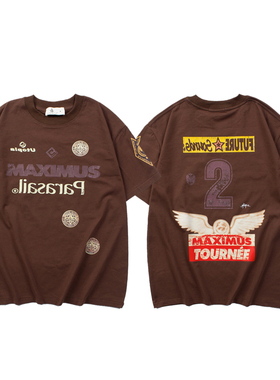 夏季美式高街嘻哈Travis Scott Cactus Jack足球短袖T恤男2号球衣