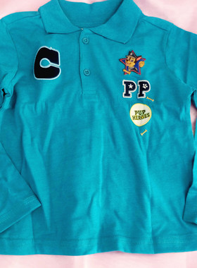 Y单春装狗狗队阿奇男童翻领长袖棉T恤打底衫上衣