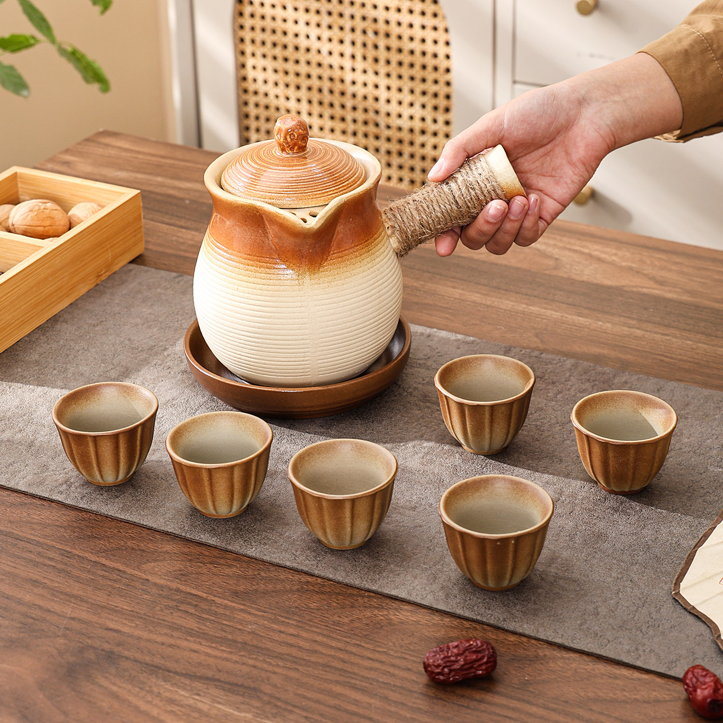 围炉煮茶瓦罐带盖子耐高温可明火干烧陶土烤奶罐罐壶杯大容量套装,餐饮具,茶壶,淘宝优惠券,粉丝福利购,淘宝优惠卷