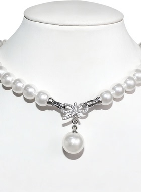 10+14mm白色蝴蝶结款珍珠项链XLA314