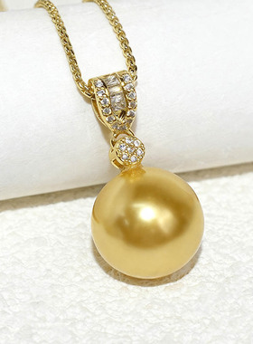 14-15mm南洋金色瓜子款珍珠吊坠DZB202