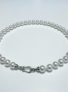 10-11mm白色马蹄扣施家珍珠项链XLA308