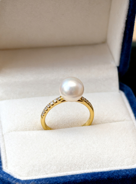 10-11mm白色简约款珍珠戒指JZB101