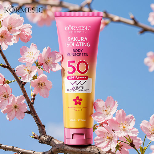 KORMESIC全英文樱花清新隔离身体防晒乳Sunscreen清爽跨境商品