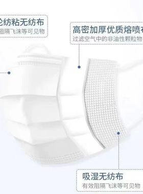 加厚白色口罩成人款防护防飞沫三层学生ins风超透气防尘秋冬