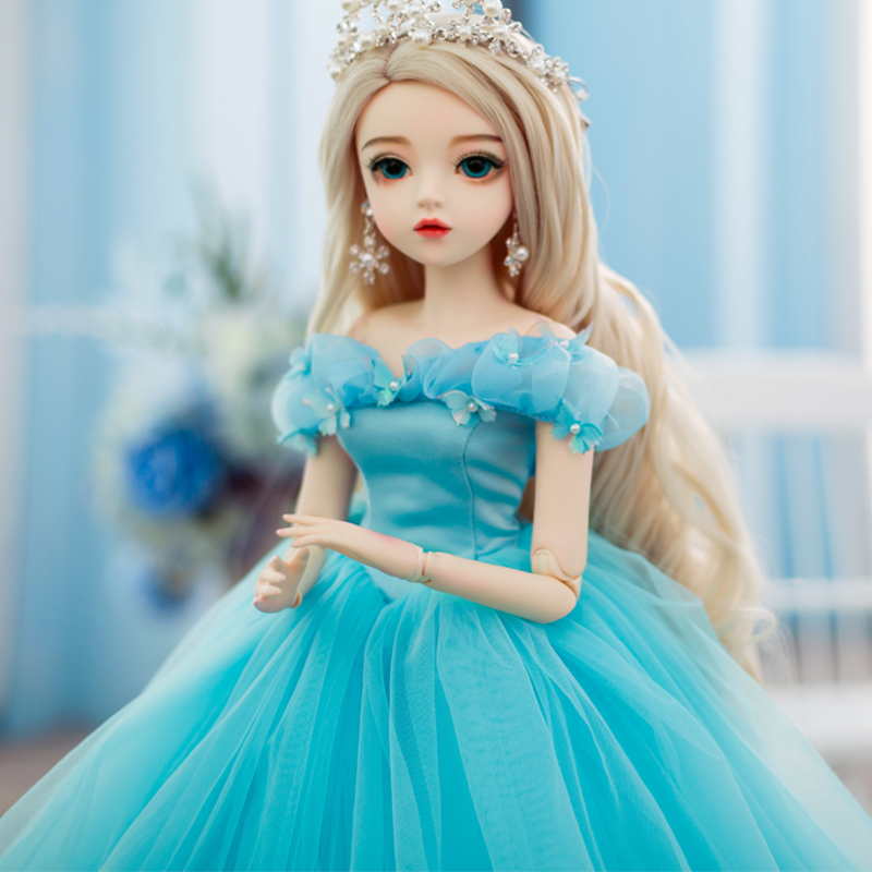 bjd娃娃灰姑娘蓝粉色新娘婚纱款多丽丝kd手工换装公主洋娃娃玩具
