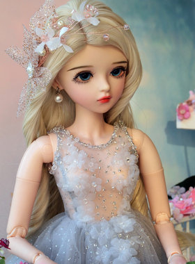 正品3分bjdsd浅灰公主洋装短裙手工改妆仿真女孩儿童玩具洋娃娃