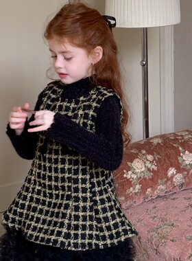 冬季  女童小香风气质网纱A字连衣裙 女童加厚公主裙