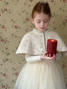 冬 女童高级感钉珠斗篷 毛衣网纱裙两件套 女童生日公主裙