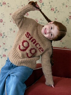 冬季女童美式甜心字母毛衣 女童学院风美拉德系毛衣