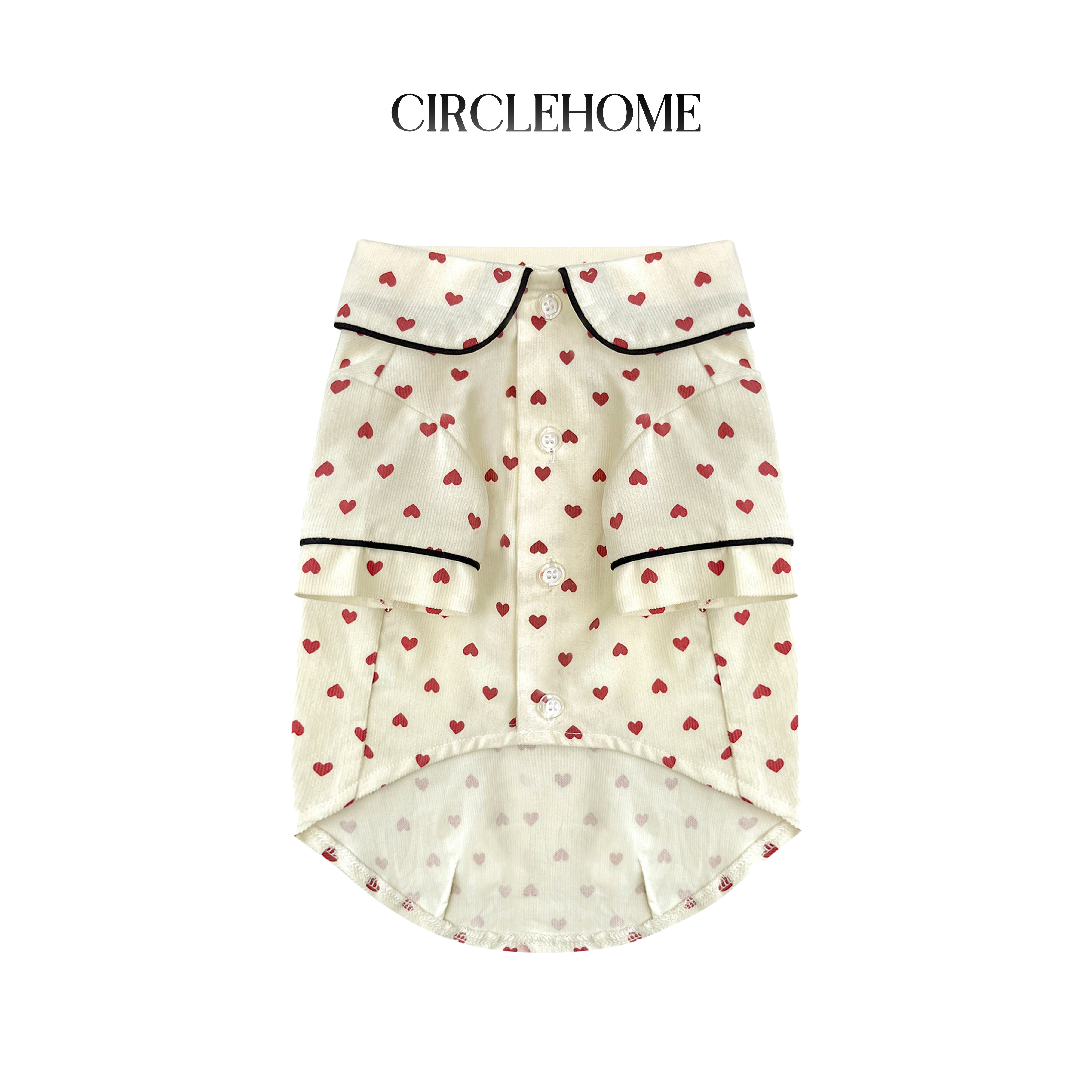 特价清仓 CIRCLEHOME宠府 春夏棉麻爱心宠物睡衣衬衫可爱狗狗衣服