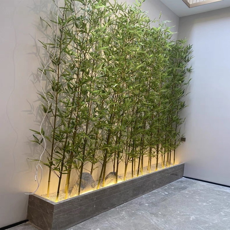 仿真竹子室内装饰假竹子隔断屏风挡墙造景室外装饰竹加密绿植盆栽