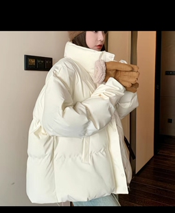 白色羽绒棉服女冬季新款2024韩系高级感超好看小个子短款棉衣棉袄