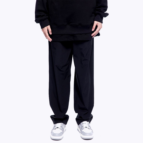 烦恼的Octopusl夏季宽松冰丝休闲西裤简约垂感轻薄直筒透气长裤男