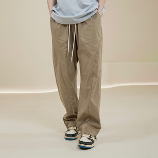宽松通勤垂感裤 轻薄透气西裤 子男 Octopusl春夏直筒抽绳长裤 烦恼