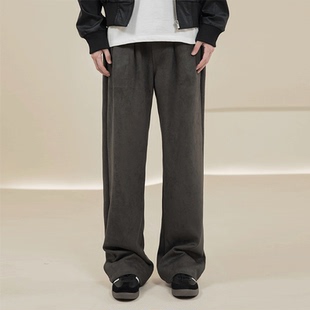 男 垂感宽松百搭复古休闲裤 烦恼 Octopusl秋冬麂皮绒直筒阔腿长裤