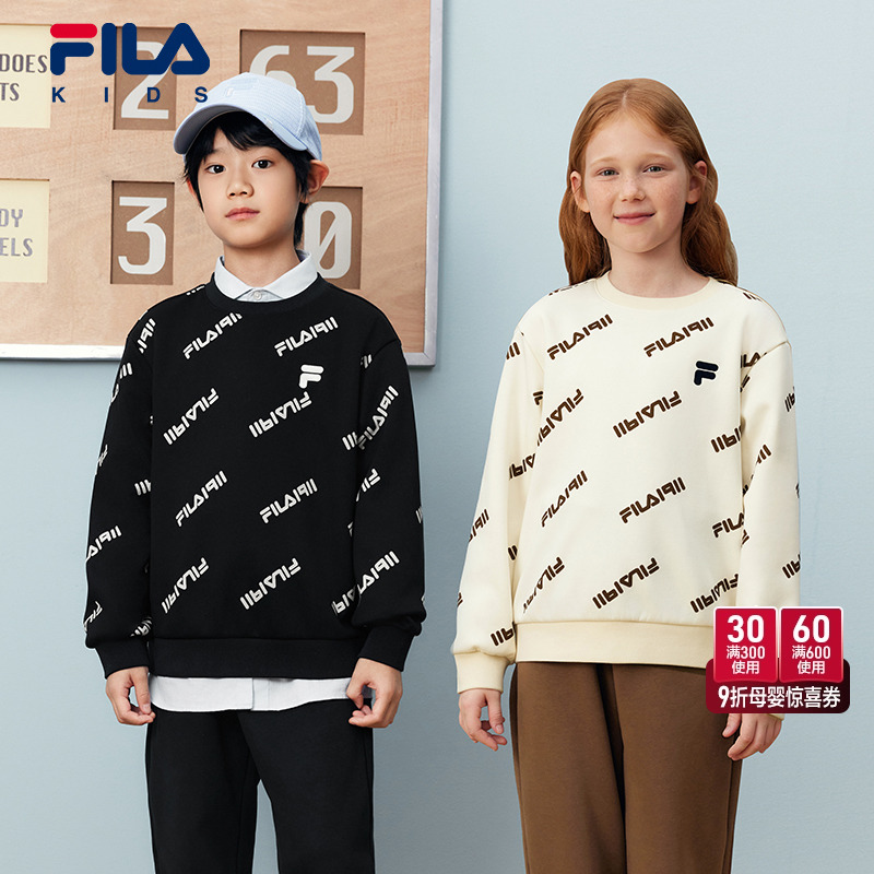 FILA斐乐男女童圆领满印上衣