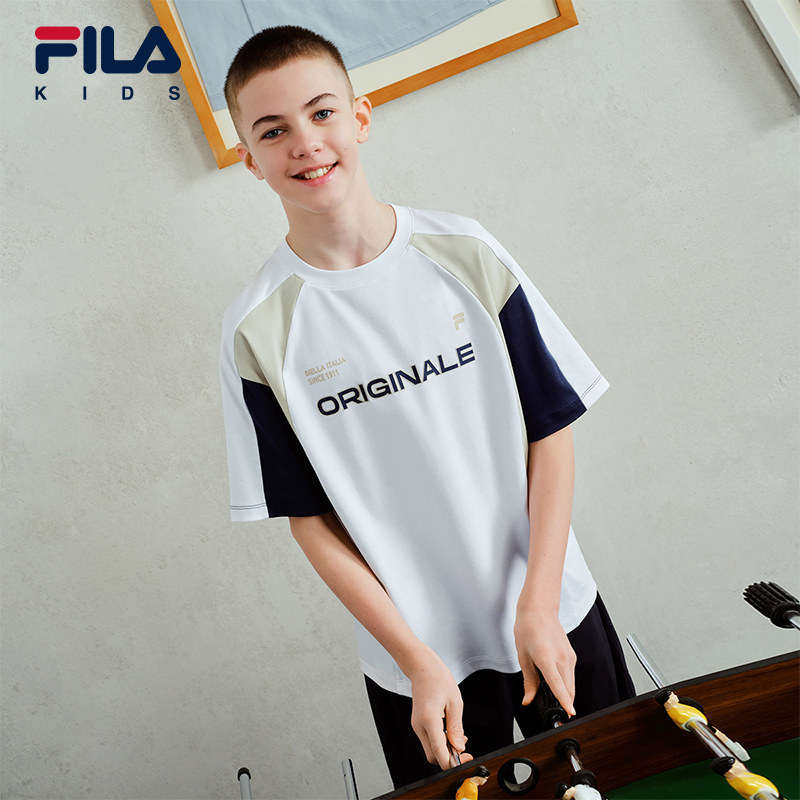 【斐云棉】FILA斐乐儿童短袖T恤女童2026夏季新款男童球衣风