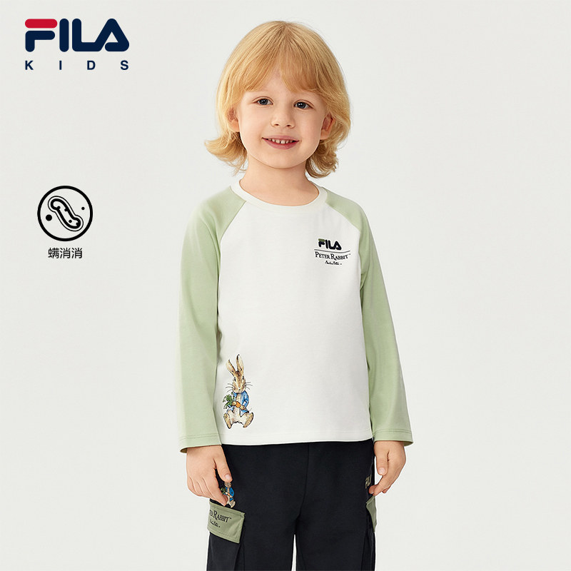 FILA X 彼得兔联名斐乐儿童长袖T恤男童2025冬季新款小童纯棉上衣,童装/婴儿装/亲子装,T恤,淘宝优惠券,粉丝福利购,淘宝优惠卷