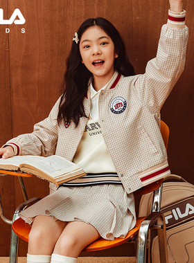 FILA X HARVARD哈佛联名童装外套2025年秋季新款女中大童学院上衣