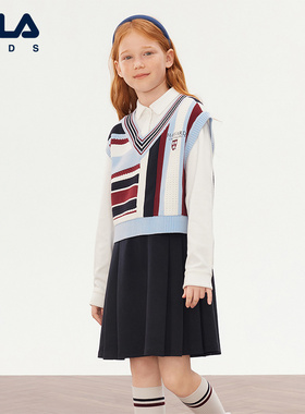 FILA X HARVARD哈佛联名童装连衣裙2025年秋季新款女中大童两件套