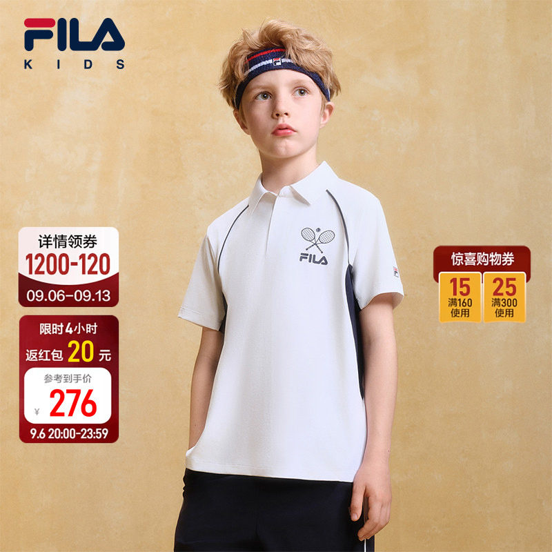 FILA斐乐男中大童针织短袖POLO衫图片