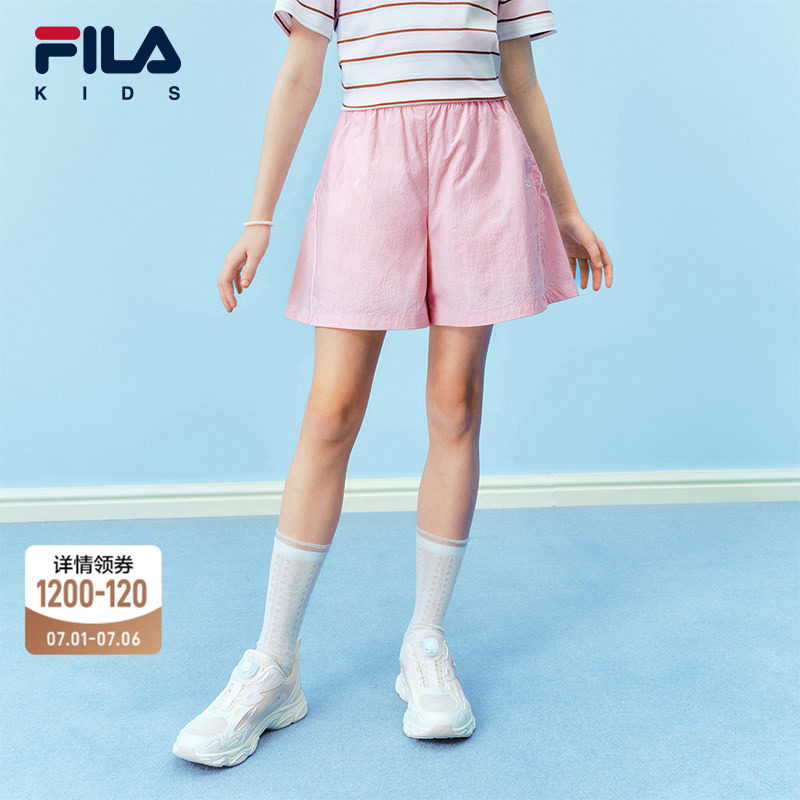 FILA斐乐儿童童装短裤2026年夏季新款女童中大童休闲直筒五分
