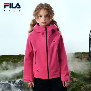 FILA斐乐儿童冲锋衣2026年春季 女童外套中大童户外运动上衣 新款