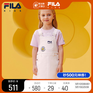 小童女童梭织背带裙 FILAxWiggleWiggle斐乐儿童裙子2024夏季 新款