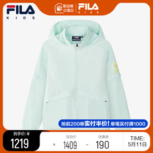 FILA 新款 儿童梭织外套2024春季 斐乐童装 女童防风连帽户外上衣