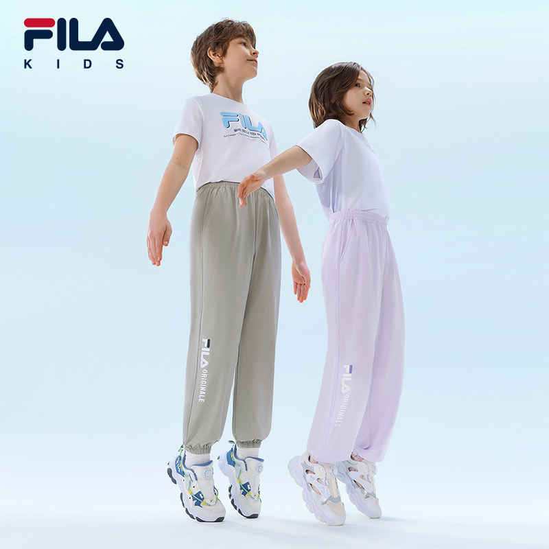 【抗菌功能】FILA斐乐童装裤子2025夏季新款男女童加绒运动休