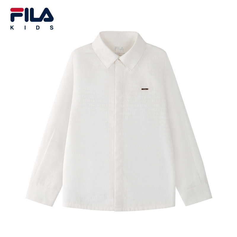 FILA斐乐儿童童装衬衫2026年春季新款男童中大童休闲翻领长袖