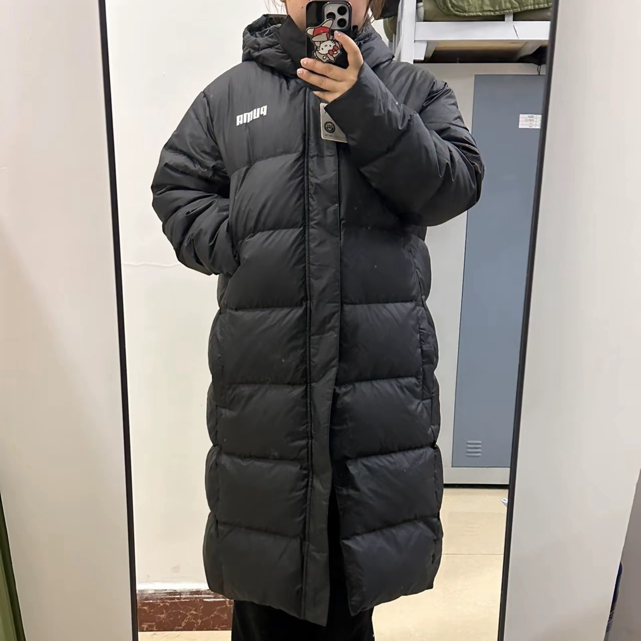 彪马男女保暖连帽长款羽绒服