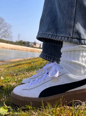 PUMA彪马女子板鞋复古厚底休闲鞋松糕鞋BASKET PLATFORM 394369