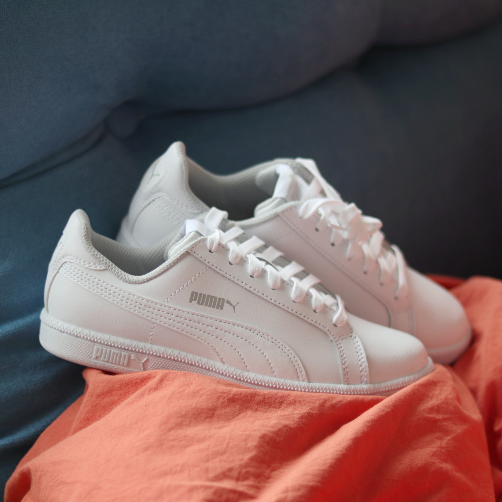 彪马puma smash l 经典纯白色男女同款小白鞋皮质休闲板鞋356722