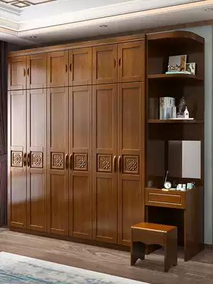 Solid wood wardrobe modern simple rental room wardrobe economical wooden home bedroom lockers Chinese wardrobe