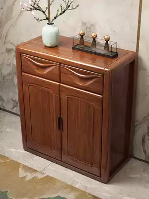 Walnut solid wood shoe cabinet modern home hall door simple storage cabinet balcony shoe cabinet entrance door cabinet