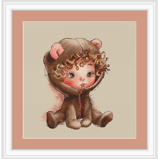 弹弹十字绣 D1014穿熊外套的小宝 自配DMC线/R线十字绣套件非印花