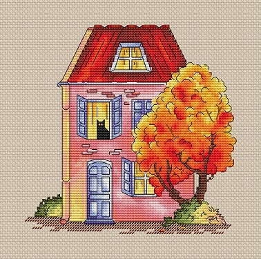 弹弹十字绣 D0811温暖的房子 自配DMC线/R线十字绣套件非印花