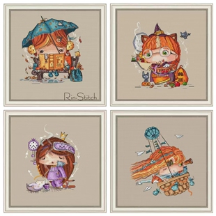 弹弹十字绣 R线十字绣套件非印花 D0317萌萌女孩系列一自配DMC线