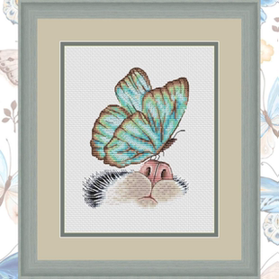 弹弹十字绣 D1024鼻尖上的蝴蝶 自配DMC线/R线十字绣套件非印花