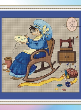 弹弹十字绣 D1295绣花的刺猬 自配DMC/R线十字绣套件 非印花