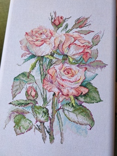 非印花 R线十字绣套件 D0383水彩玫瑰 自配DMC线 弹弹十字绣