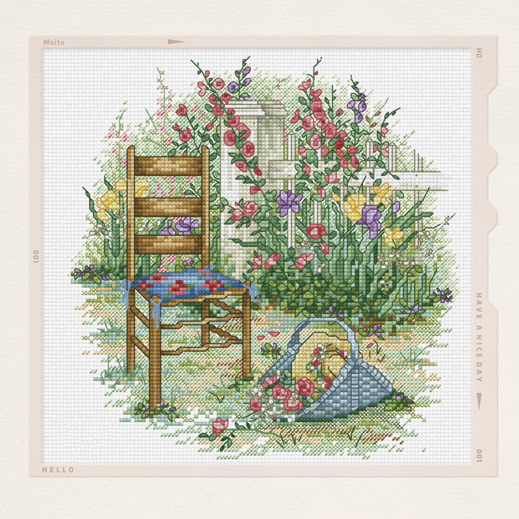 8折活动图 D1483PV春日花园小景 自配DMC/R线十字绣套件 非印花