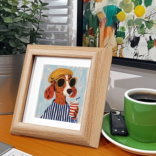 COLOR MASH原创插画学生宿舍装饰画酒吧咖啡馆装饰画喝奶茶的酷狗