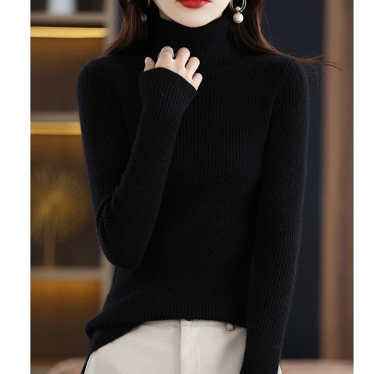 酒红色高领毛衣女秋冬2025新款欧货时尚洋气内搭针织衫加厚打底衫,女装/女士精品,毛针织衫,淘宝优惠券,粉丝福利购,淘宝优惠卷